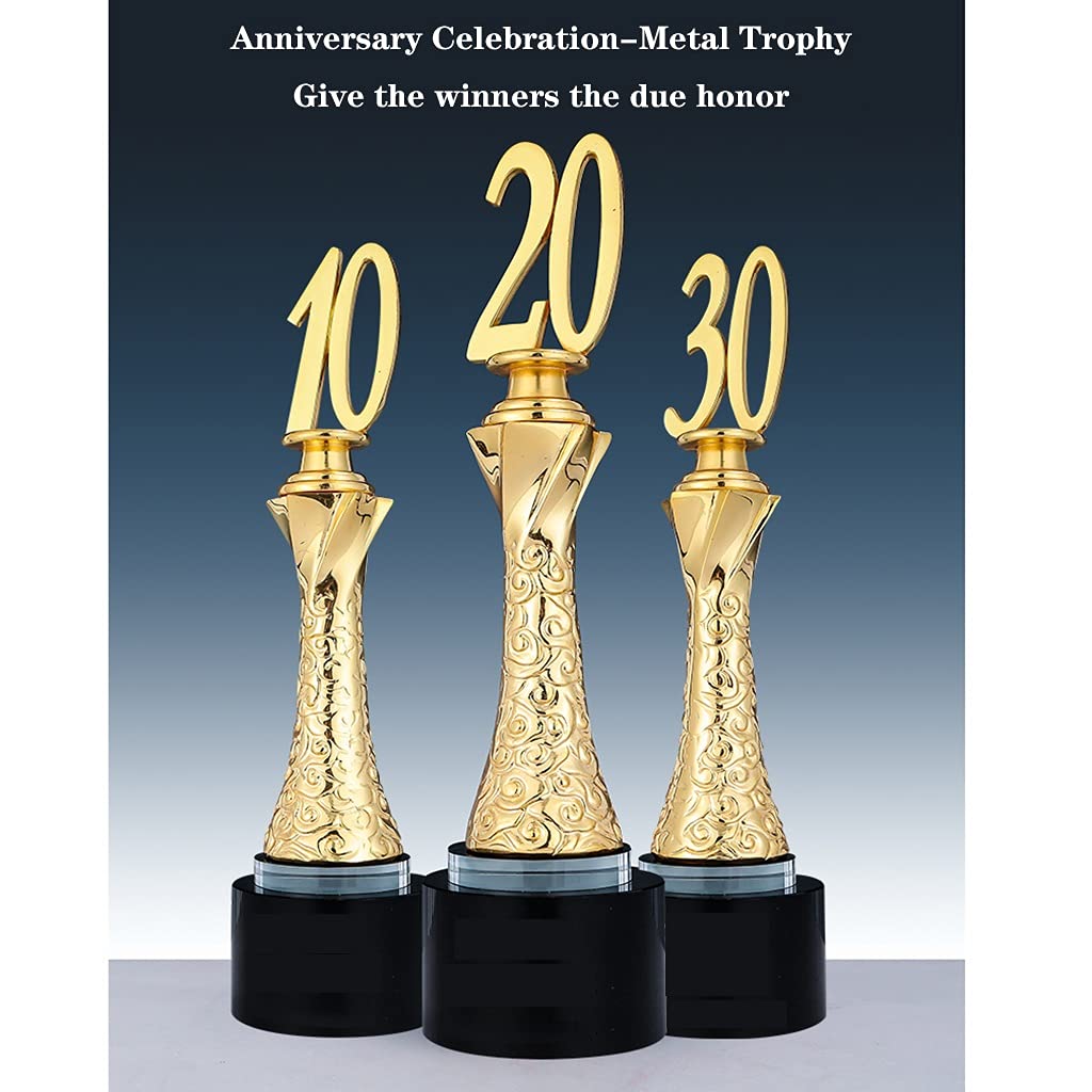 Trofeos de medallas, premios Trofeo de metal dorado Empresa Celebración de aniversario Recuerdos Premios Trofeo de fiesta Personalizable 5, 10, 15, 20, 30, 40, 50, 60 Trofeos Dar regalos Tro