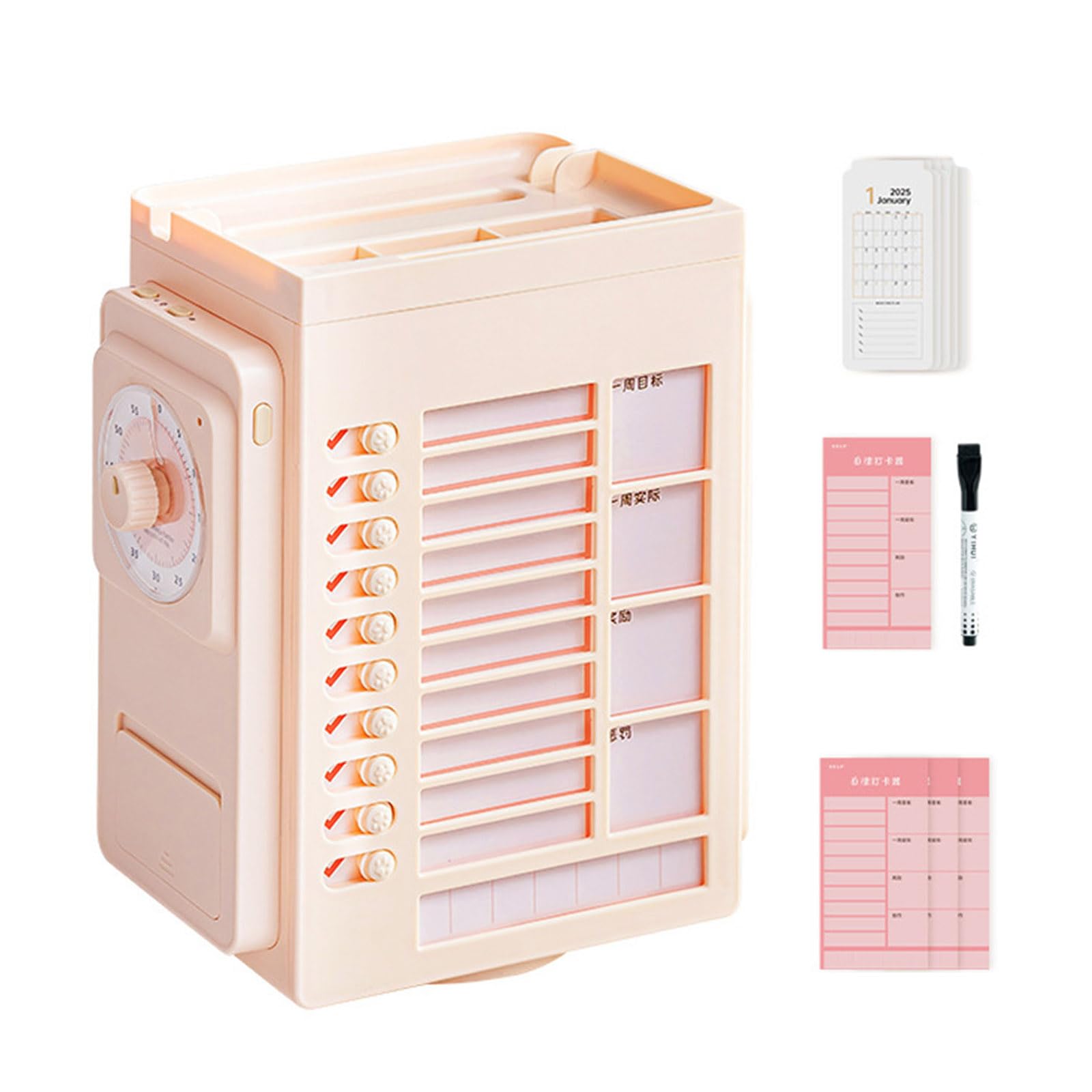 Schreibtisch Organizer mit Visual Times Timer, drehbarer Stifthalter, Organizer für Schule, Büro, Schreibtisch Organizer mit Visual Times Timer, drehbarer Stifthalter