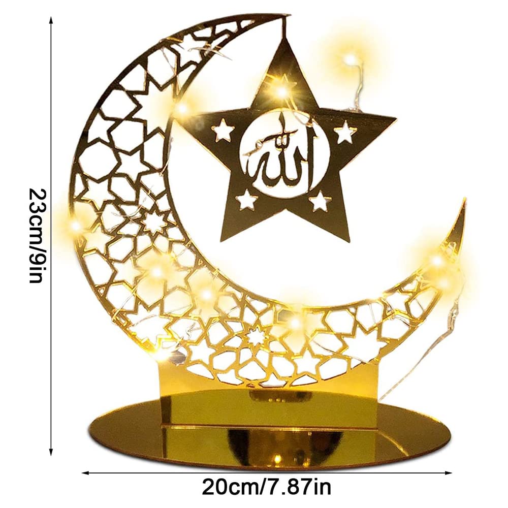 Eid Mubarak Night Light LED Ramadan Lampada decorativa Luci artigianali in legno Islam musulmano