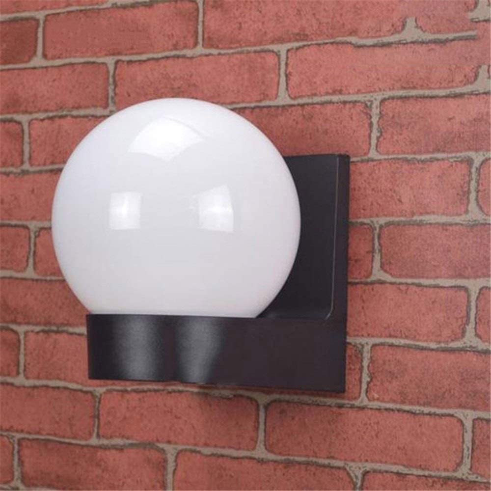 HELCEKOU Waterproof IP65 Wall Lamp White Spherical Wall-Mounted Light Modern Outdoor Garden E27/E26 Sconce for Villa Courtyard Balcony Foyer Entrance Corridor