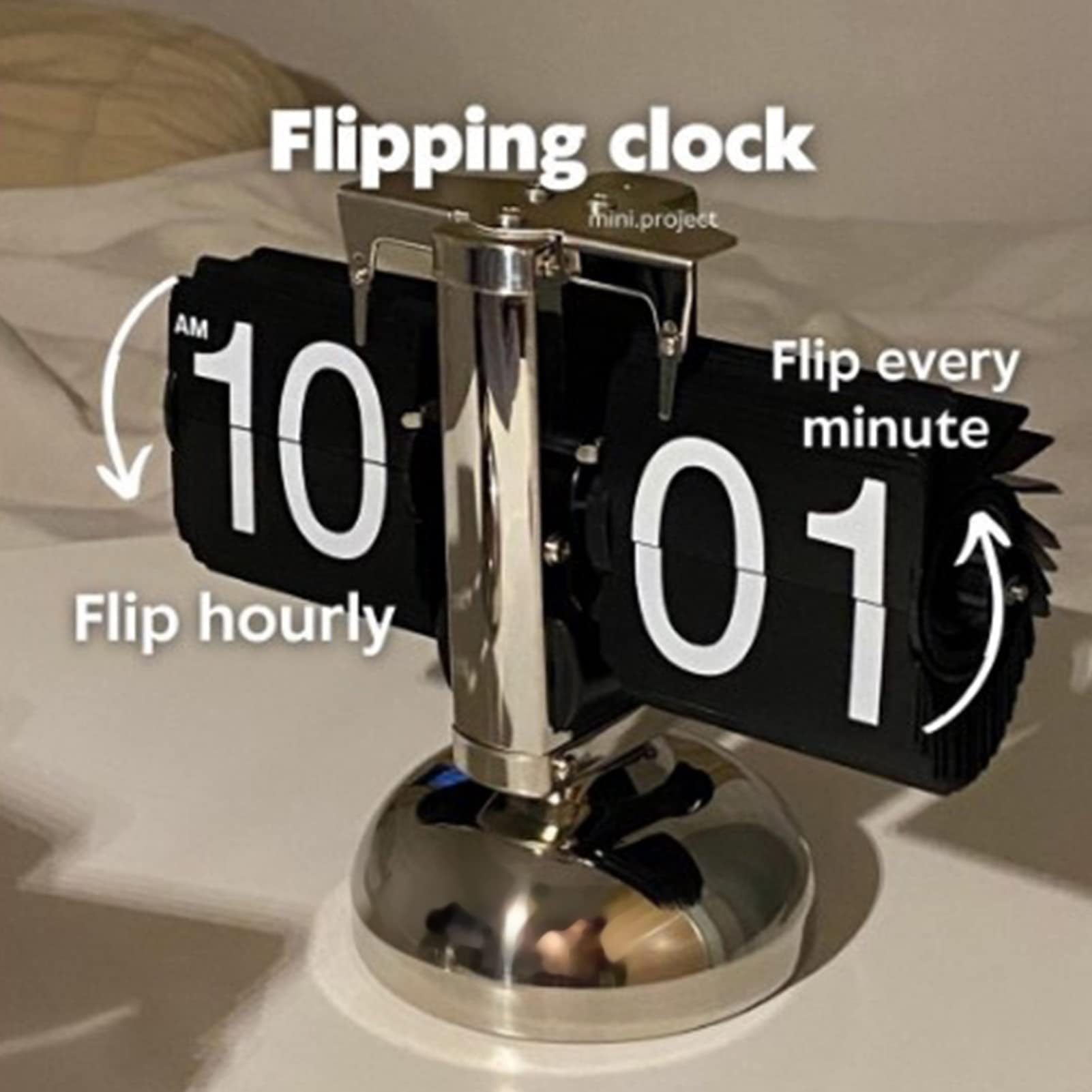 Ejoyous Orologio a Fogli Mobili Retrò Da Tavolo, Meccanico Digitale (BLACK)