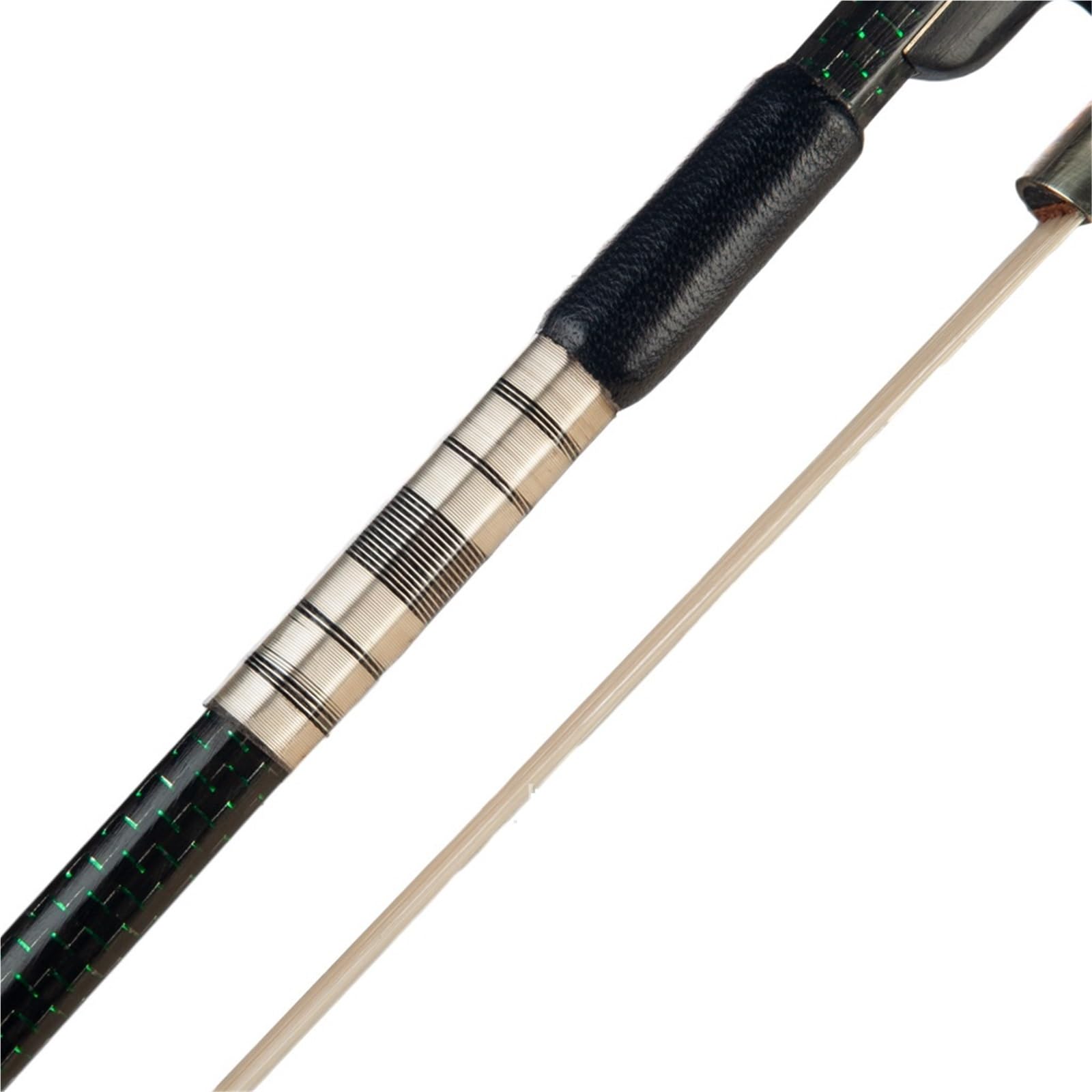 Arcos De Violín Profesionales Fibra De Carbono A Cuadros Con Incrustaciones Seda Verde Envuelto Hilo Floral Plateado Y Negro Arco Violín Cordal Ébano(4-4)