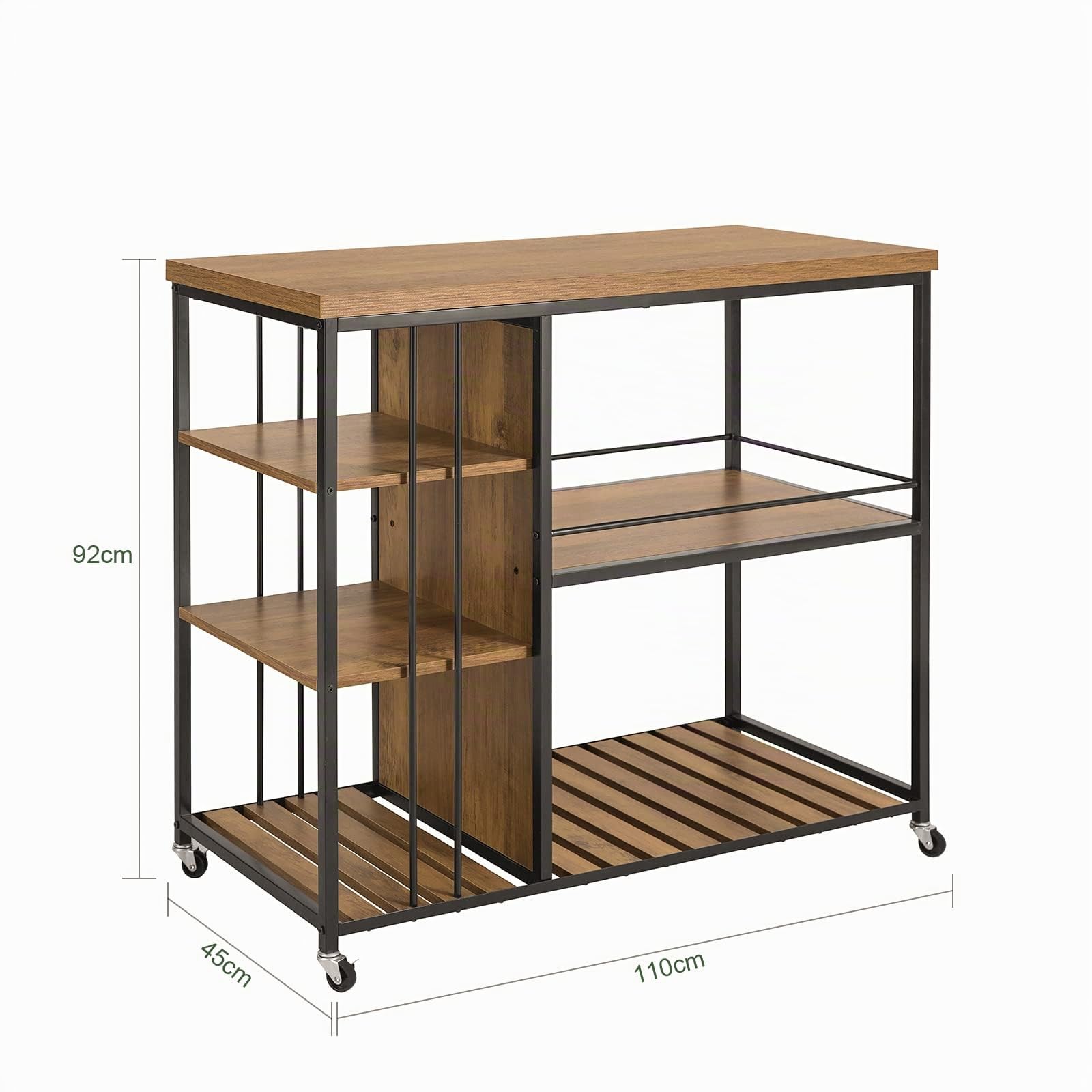 SoBuy Carrello da portata con 5 ripiani Carrello laterale Carrello da cucina ripiano per microonde 110x45x92cm SVW18-II-F