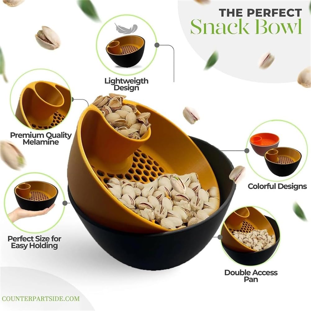 clhjinruoliu 3D Printed Nut & Seed Bowl, The Perfect Snack Bowl, Dual-Chamber Pistachio Bowls with Shell Container, 2-in-1snack Organizer Serving Bowls with Built-In Trash for Party Home,Blue