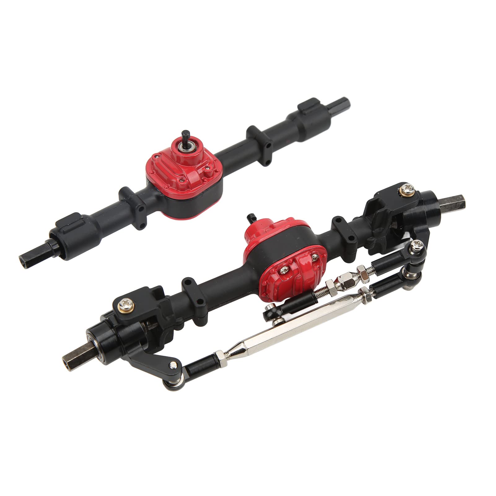 SUNGOOYUE Set di Assi per Auto 1/12 RC, Set di Assi Posteriori Anteriori in Metallo per Auto RC Parti di Aggiornamento per MN D90 D91 99S FJ45 RC Car(Nero Rosso