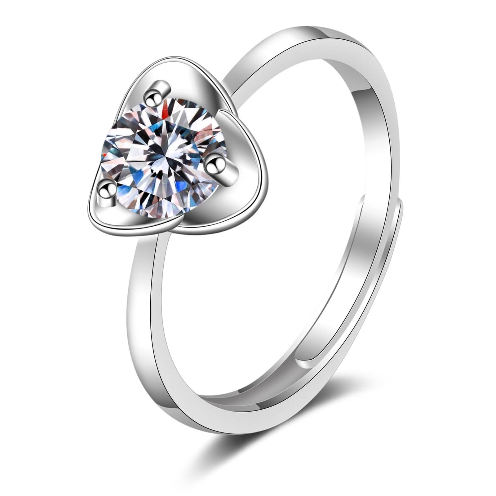 Anello di fidanzamento grande in oro bianco 9 K, anello di fidanzamento con diamante bianco da laboratorio per donne a quadrifoglio