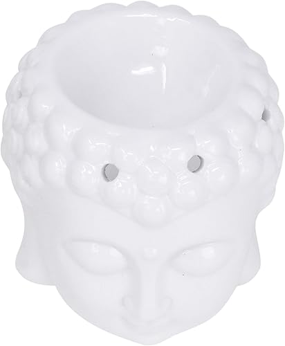 Miniatura 5 de Quemador de aceite, calentador de velas, decoración de estatua de Buda blanca para cera perfumada, fragancia derretida, aceite esencial