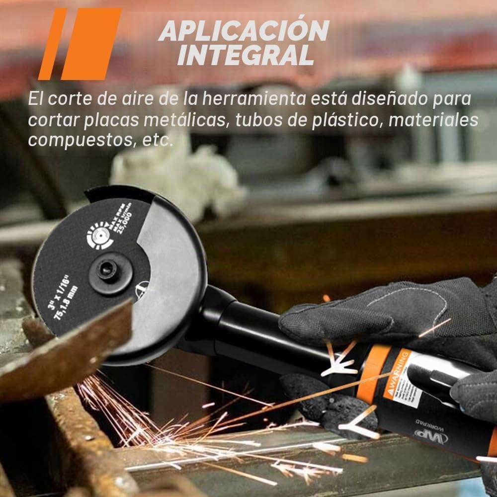 Rueda de corte neumática de 3 pulgadas con 5 discos de corte, 18000 RPM, máquina de corte neumática para hojas de metal, juego de herramientas