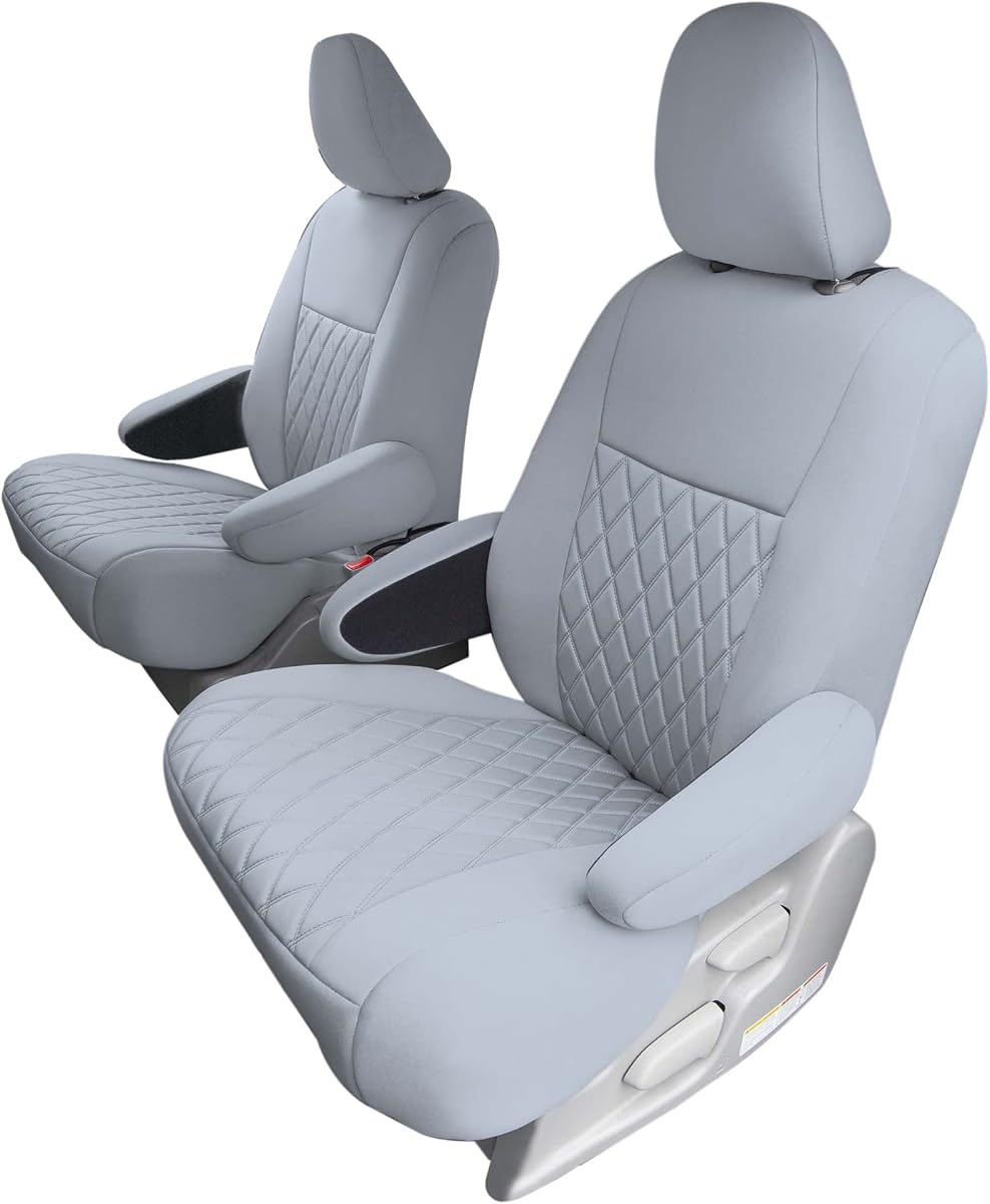 Fundas de asiento de coche de ajuste personalizado hechas específicamente para Toyota Sienna 2011-2020 de 7 plazas con fundas de asiento de automóvil de neopreno Ultraflex resistentes al agua - 2ª fila gris sólido