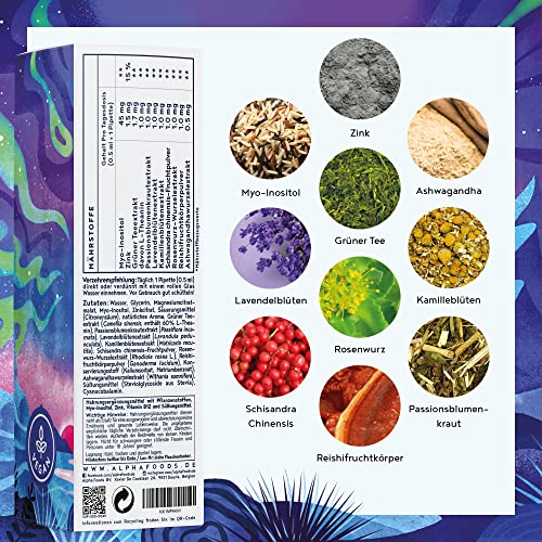 Stresstropfen - natürliches Stress-Management & Entspannung mit Myo-Inositol, Zink, adaptogenen Kräutern, Wurzeln & Pilzen wie Schisandra, Rosenwurz, Reishi, Ashwagandha & B12 - vegan - 50ml Tropfen