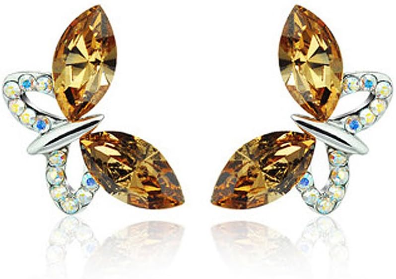 NICOSHINE Butterfly crystal allergy free earrings (Gold champagne)