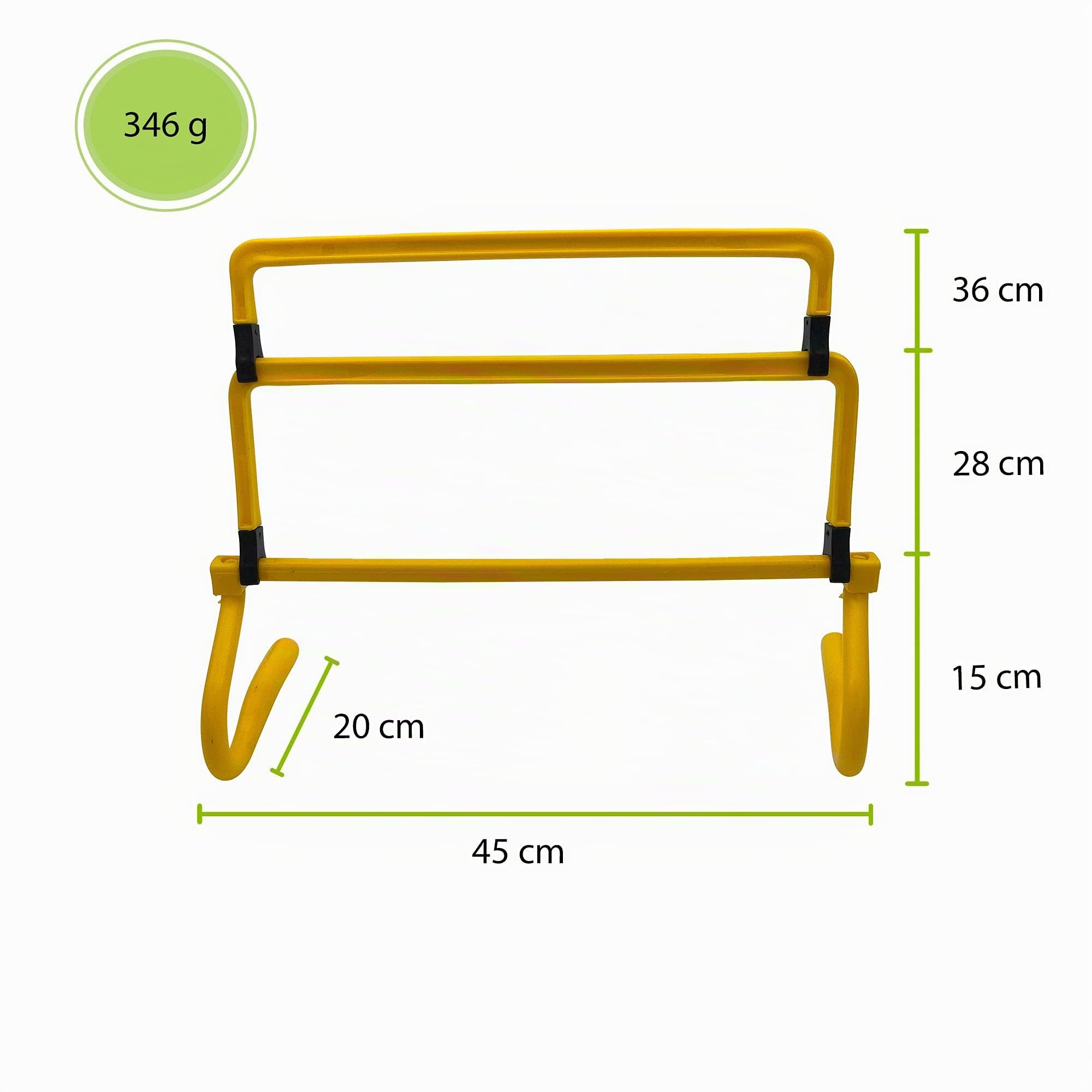 WANTALIS Lot de 5 Haies réglables | 3 hauteurs | Pliables | Résiste aux chocs | Multi-Sports | Jaune