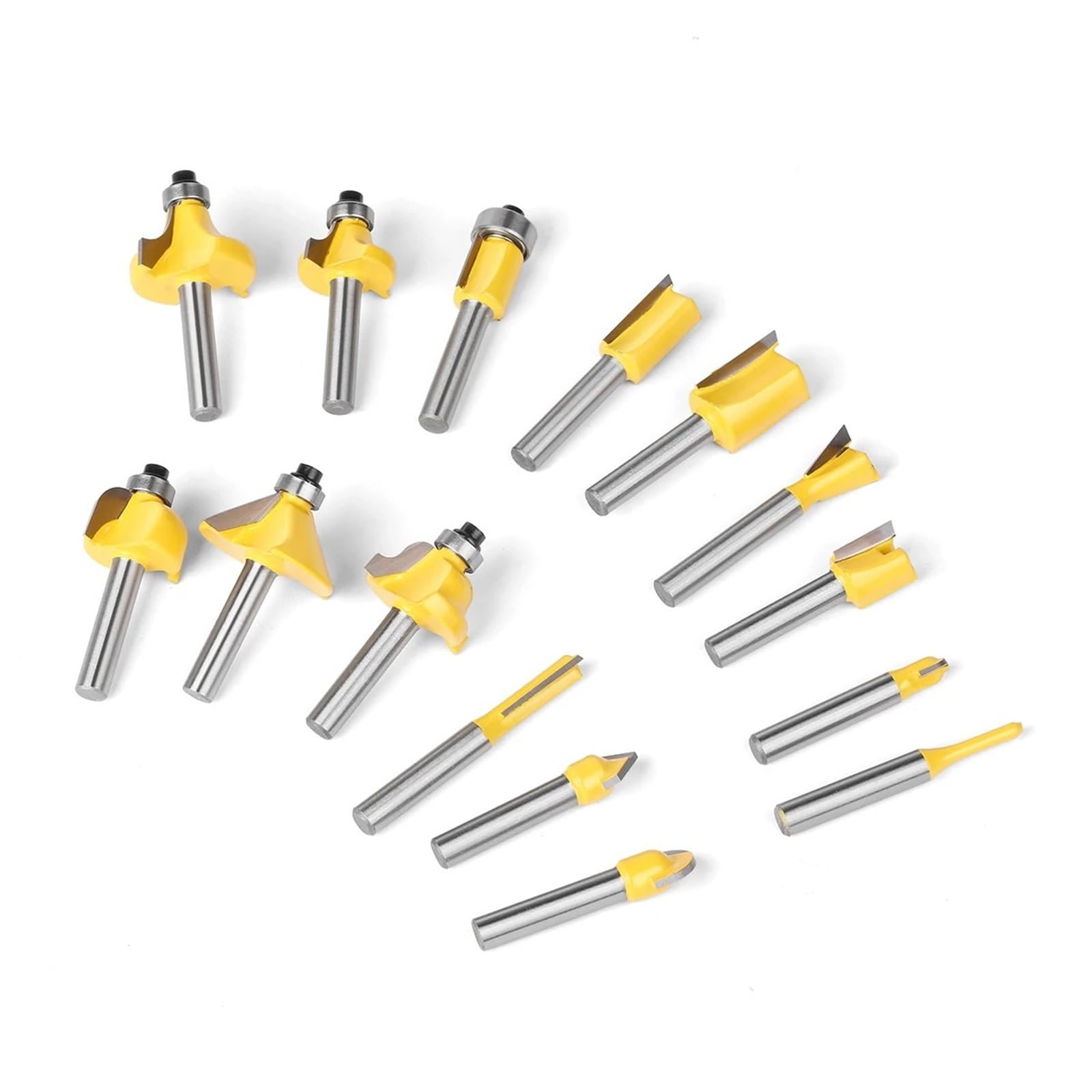 Zestaw 15 SZTUK 1/4 cala 1/2 cala 6 mm 8 mm frezów trzpieniowych do przycinania, frezów do obróbki drewna z węglika spiekanego(6mm Shank have box)