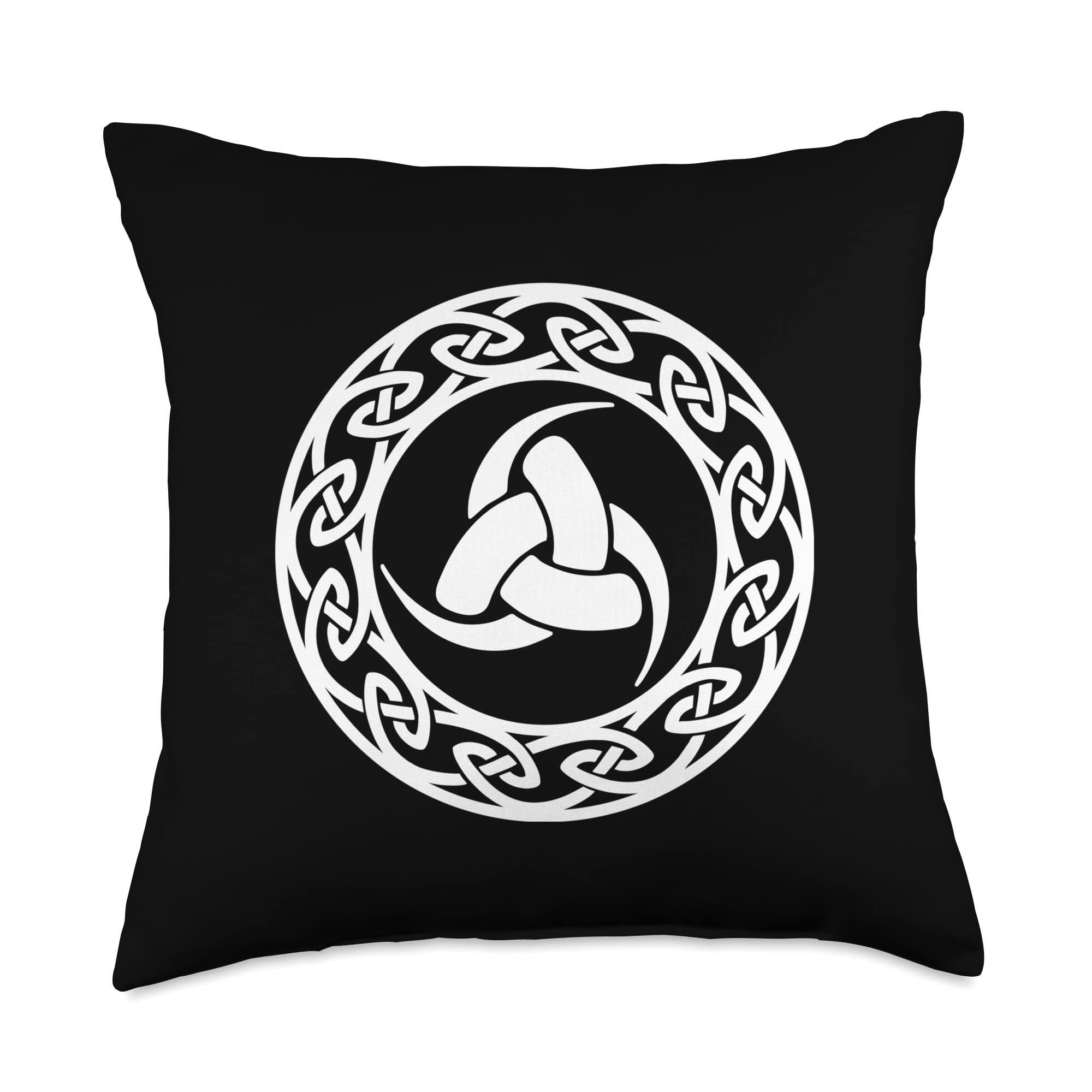 Triple Horn of Odin, Celtic Knots, Symbol, Nordic, Thor Loki Throw Pillow, 18x18, Multicolor