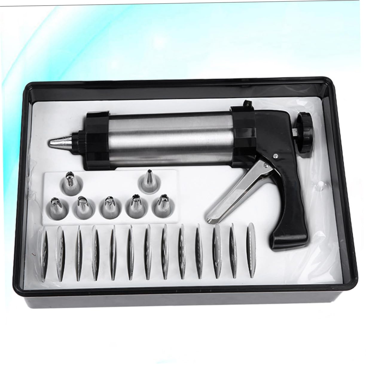 ABOOFAN 21 Pcs Cookie Press Kit with Comfort Grip Food Grade Cookie Maker Including Disks Icing Tips for Decorating Cakes Cupcakes Easy to Clean Use