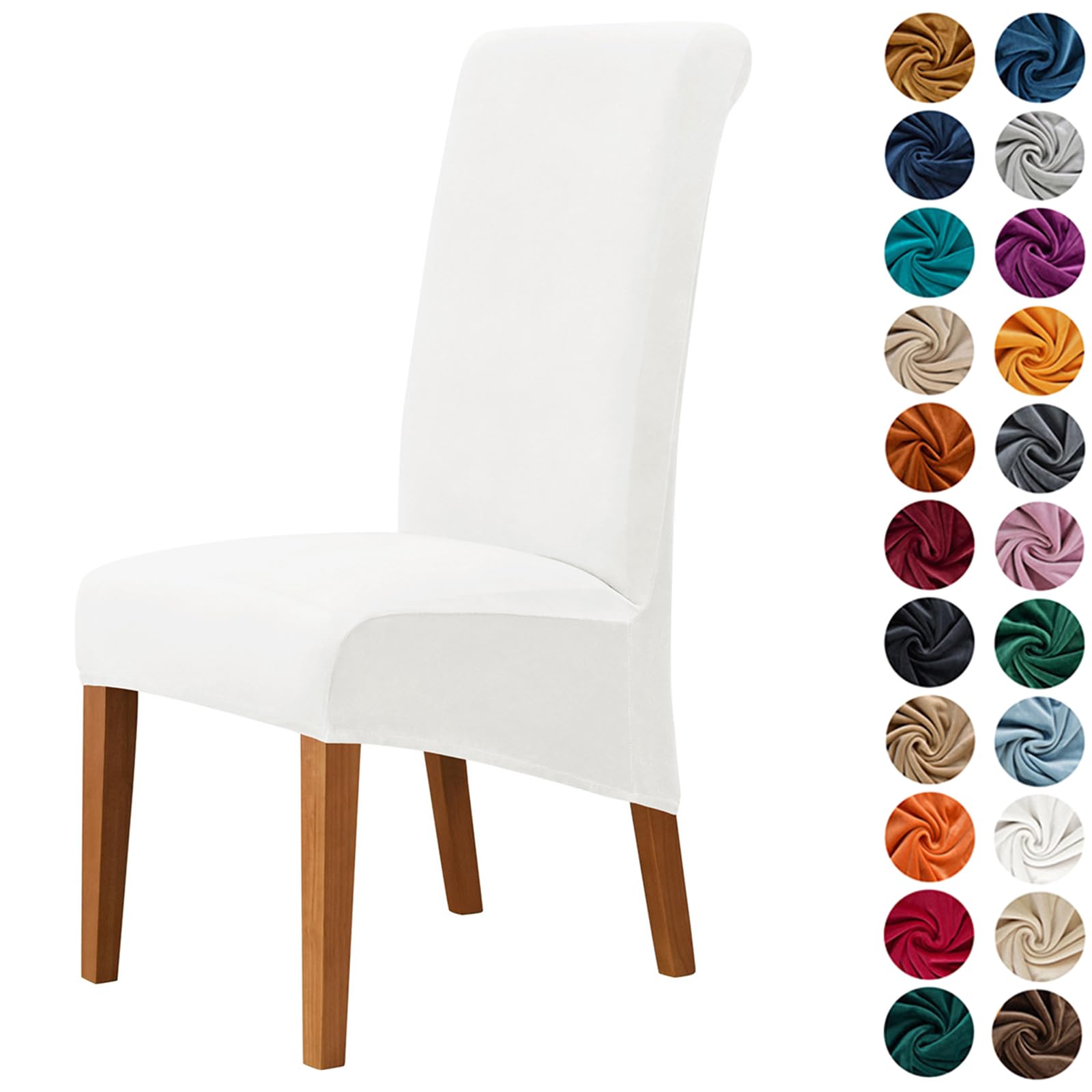 Morbuy Chair Covers Set of 2/4/6, Velvet High Stretch Dining Chair Slipcovers, Removable Washable High Back Chair Protector Covers for Hotel,Ceremony,Banquet,Kitchen,Restaurant (6pc,White)