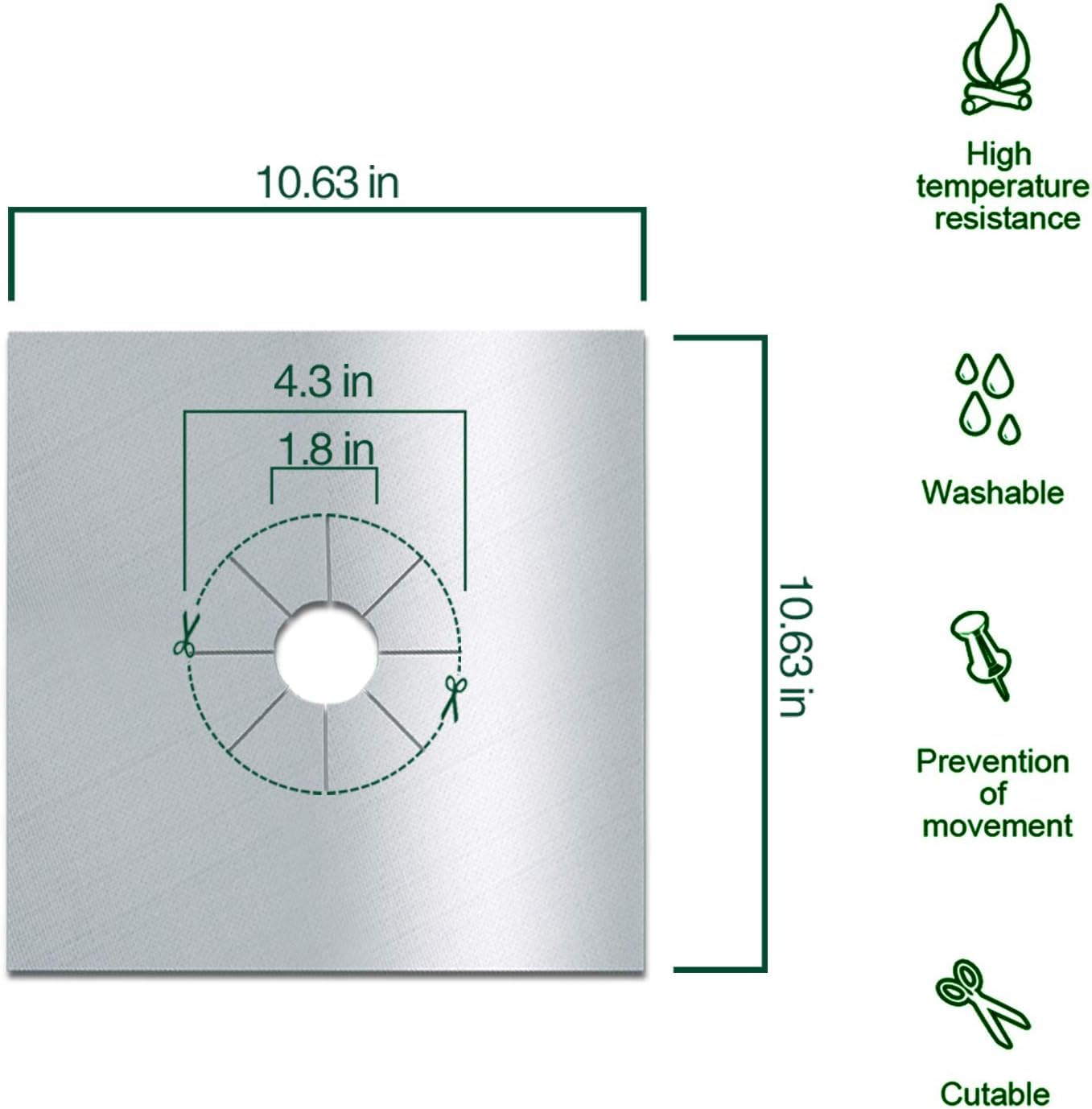 Kelexx Stove Burner Covers - 4PCS Upgraded Double Thickness Liners, Silver Nonstick Reusable Top Protectors, Easy to Clean Kitchen Stove Covers for Burners - Image 2 thumbnail