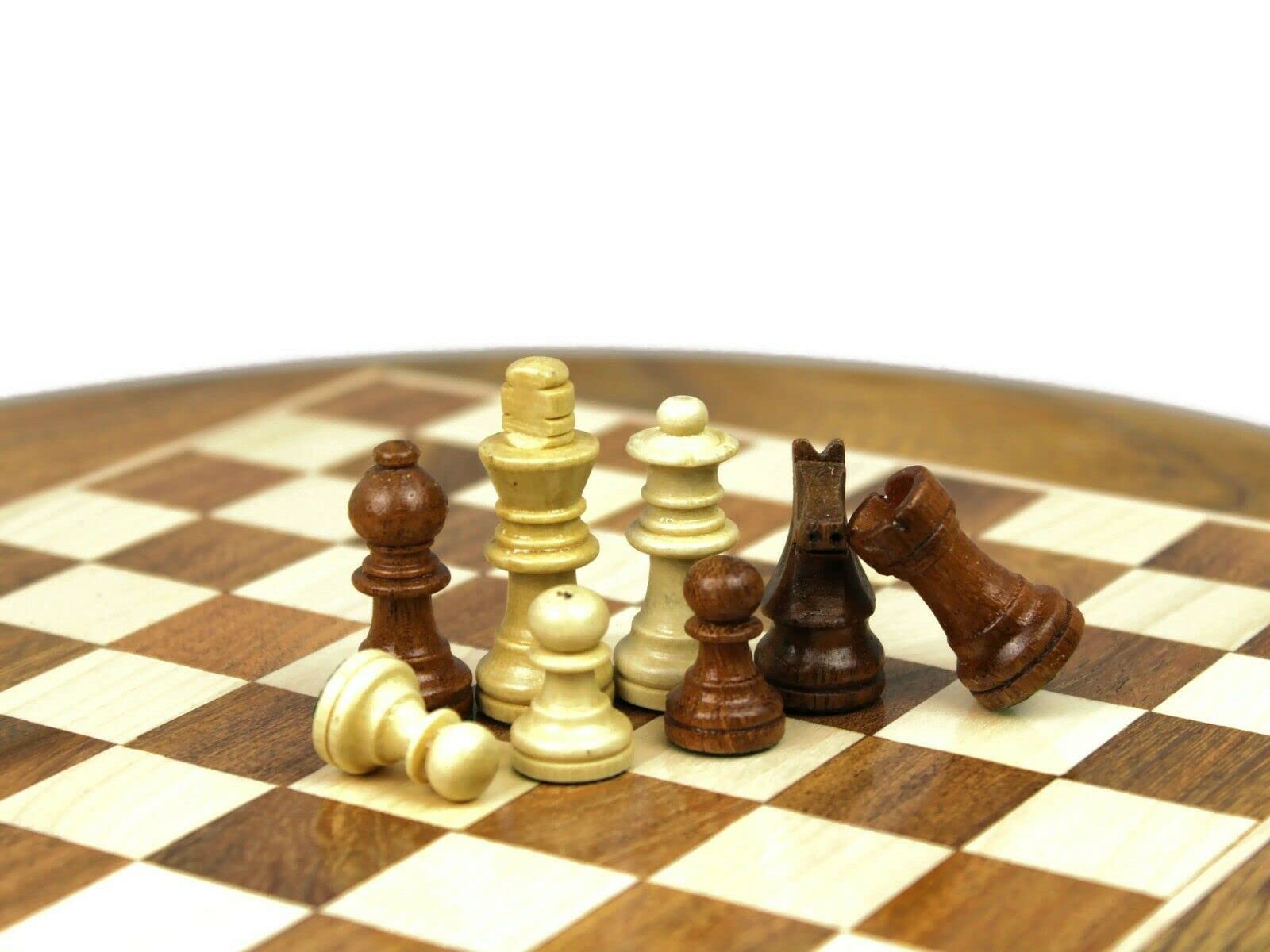 Jeu d'échecs rond en bois massif 30,5 cm