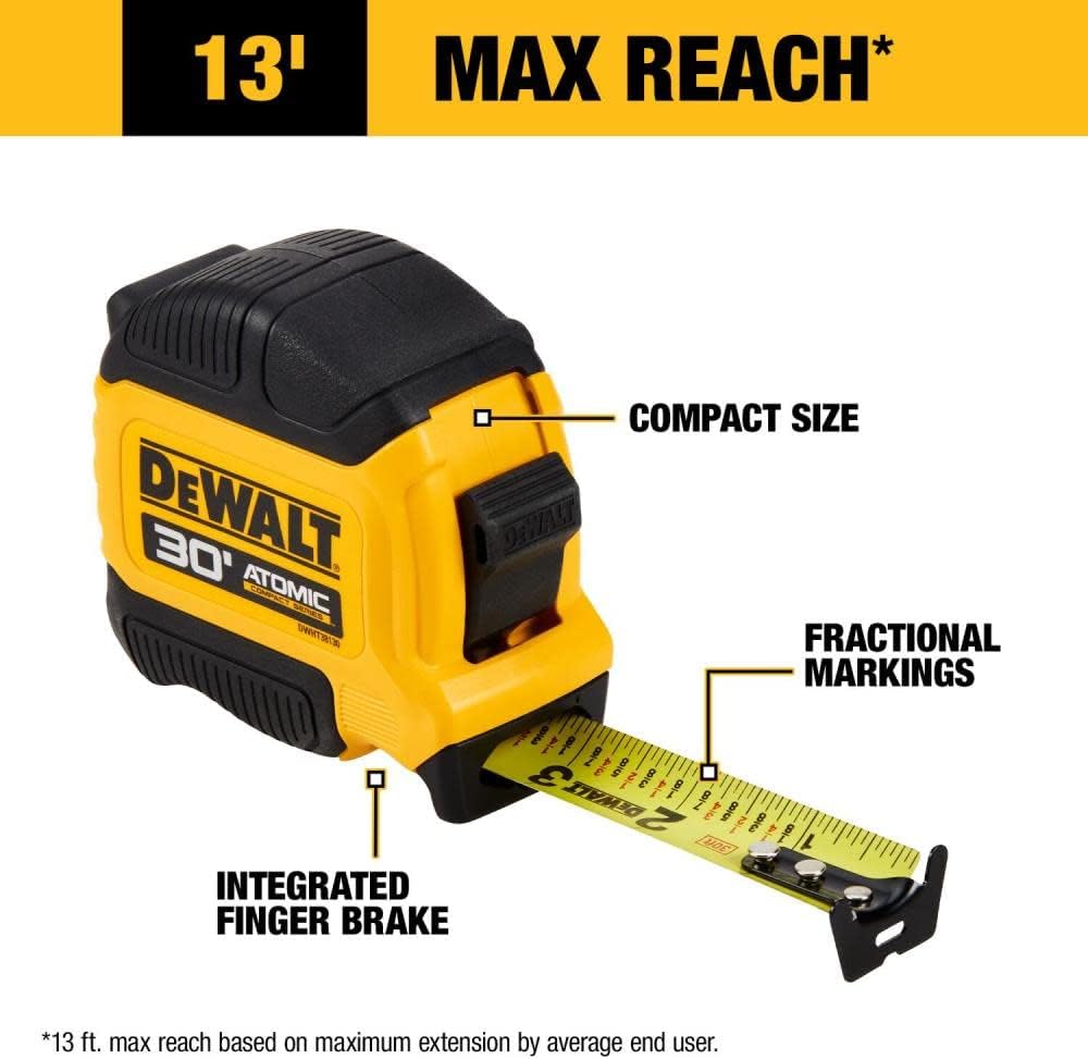 Dewalt Atomic Compact Series 30' Tape Measure & Atomic Compact Series 25' Tape Measure