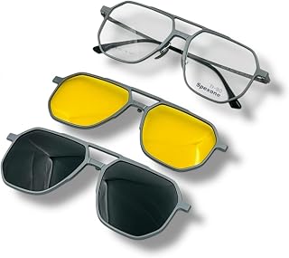 Spexone Eyewear Stylish Magnetic Clip-On Sunglasses For Men And Women|Polarized Uv Protection|Anti-Glare Clip On For Drivi... Price In India