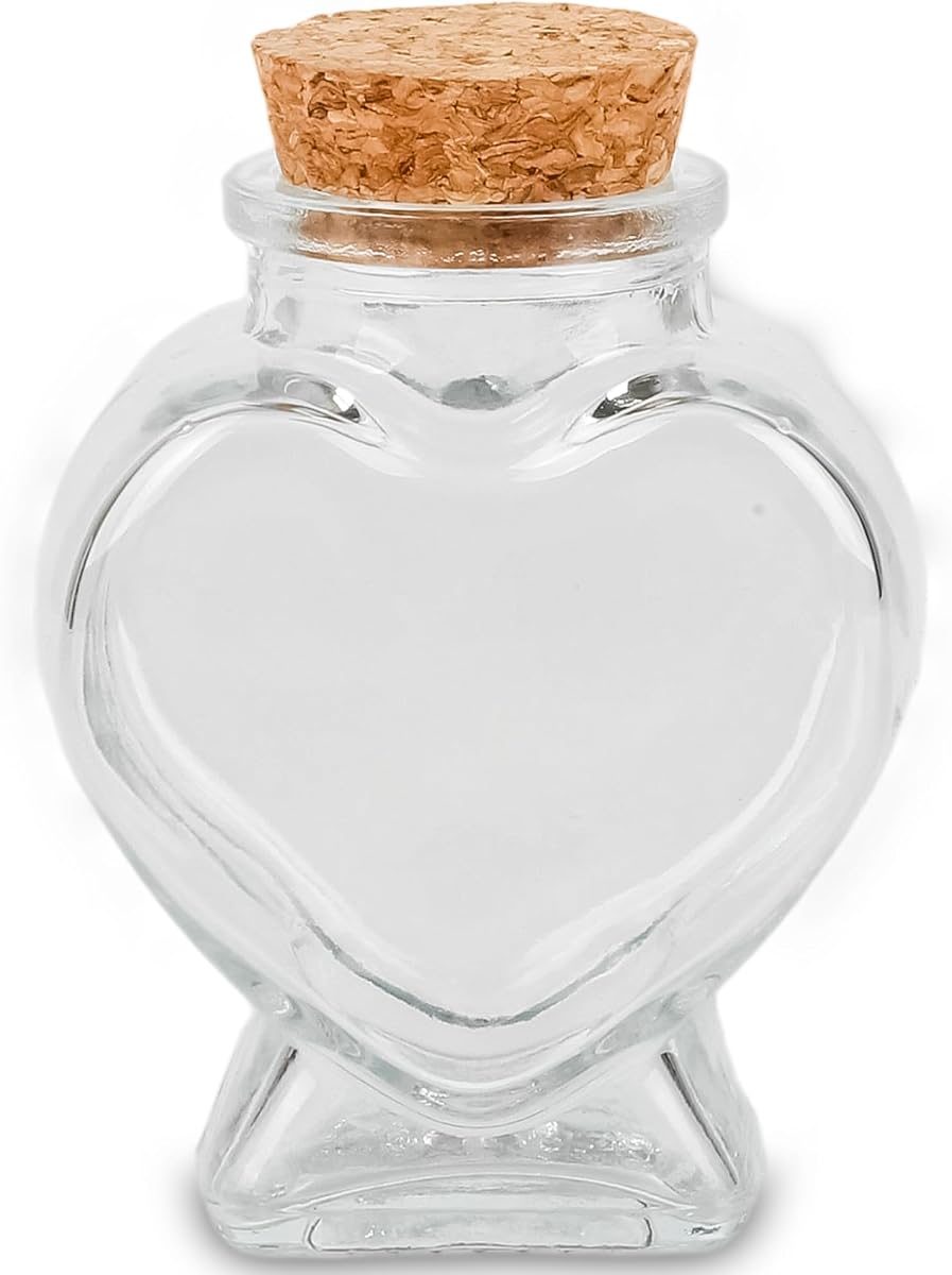 50ml 1 Uds botellas de vidrio transparente Vacío decorativas en forma de corazón, botella de vidrio con tapón de corcho para bodas y manualidades