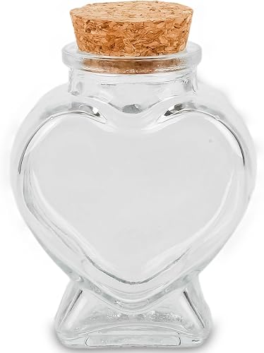 50ml 1Pcs Empty CLear Glass Heart-Shaped Bottles Decorative, Glass Bottle with Cork Stopper for Wedding and DIY Art Craft