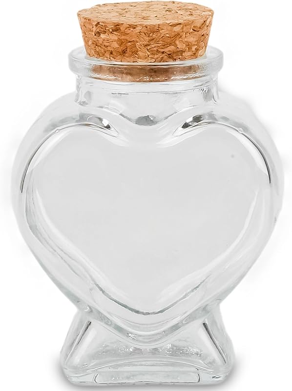 50ml 1 Uds botellas de vidrio transparente Vacío decorativas en forma de corazón, botella de vidrio con tapón de corcho para bodas y manualidades