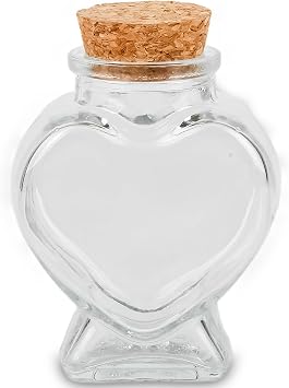 50ml 1Pcs Empty Clear Glass Heart-Shaped Bottles Decorative, Glass Bottle with Cork Stopper for Wedding and DIY Art Craft