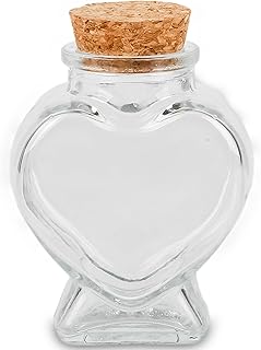 50ml 1Pcs Empty CLear Glass Heart-Shaped Bottles Decorative, Glass Bottle with Cork Stopper for Wedding and DIY Art Craft