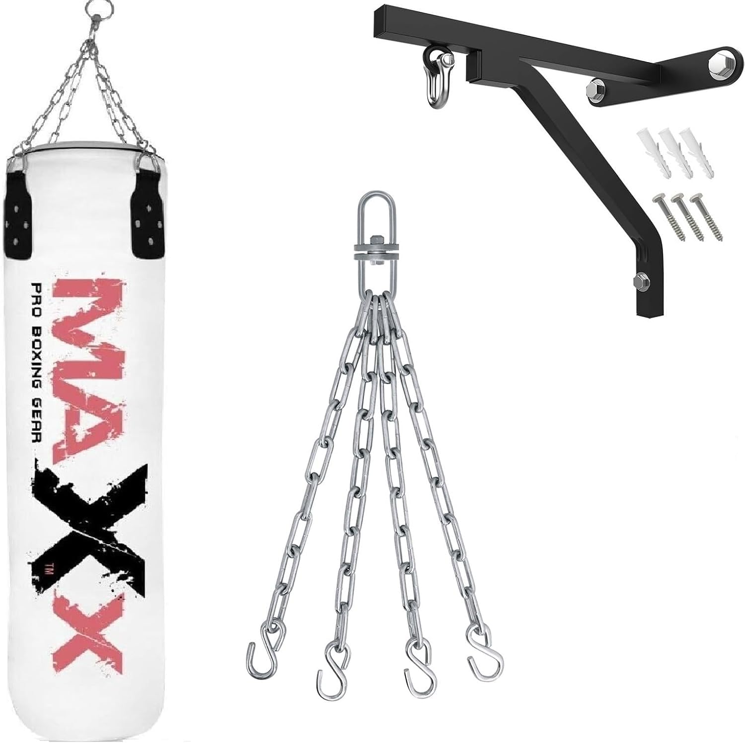 Maxx Pink Boxing Punchbag 4ft or 5ft Heavy Filled Punch Bag for Women With Chain Gloves Hand Maxx Training punching.ladies Fitness, for a Girl (BAG WITH BRACKET, 6FT BAG) — image 1