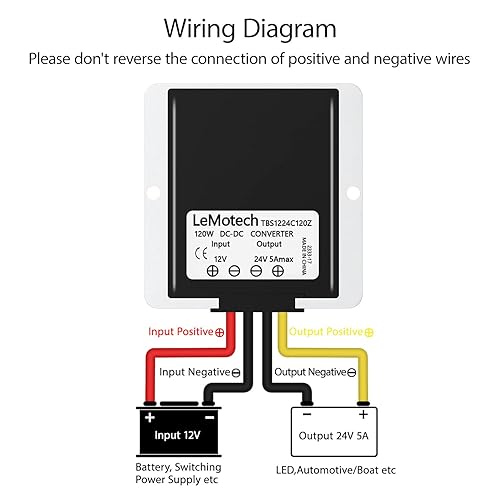 Vista 21 de LeMotech Convertidor DC 48v a 12v 20A 240W reductor de voltaje reductor de voltaje IP68 transformador impermeable para carrito de golf, camión