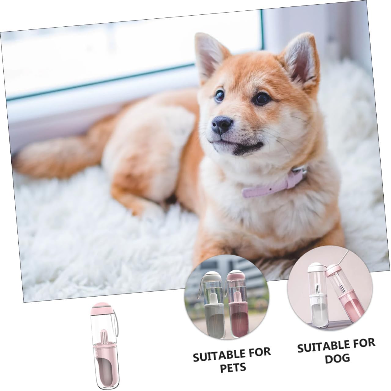 Happyyami Portable Dog Water Bottle Leak Pet Tumbler for Outdoor Dog Water Dispenser Filter Pet Bottle Bowl
