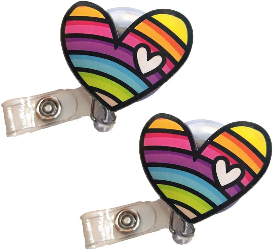 Fashion Cute Badge Reel Retractable ID Card Badge Holder with Belt Clip Door Pass Holder for ID Cards Keys (2PCS, G Type)