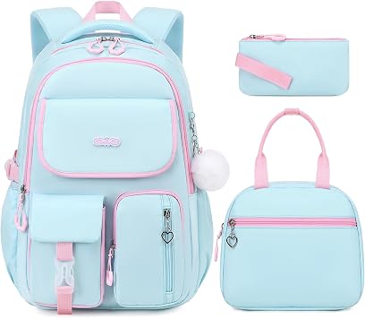 DIGOBAY Backpack for Girls 3PCS School Backpack with Lunch Box Pencil Pouch