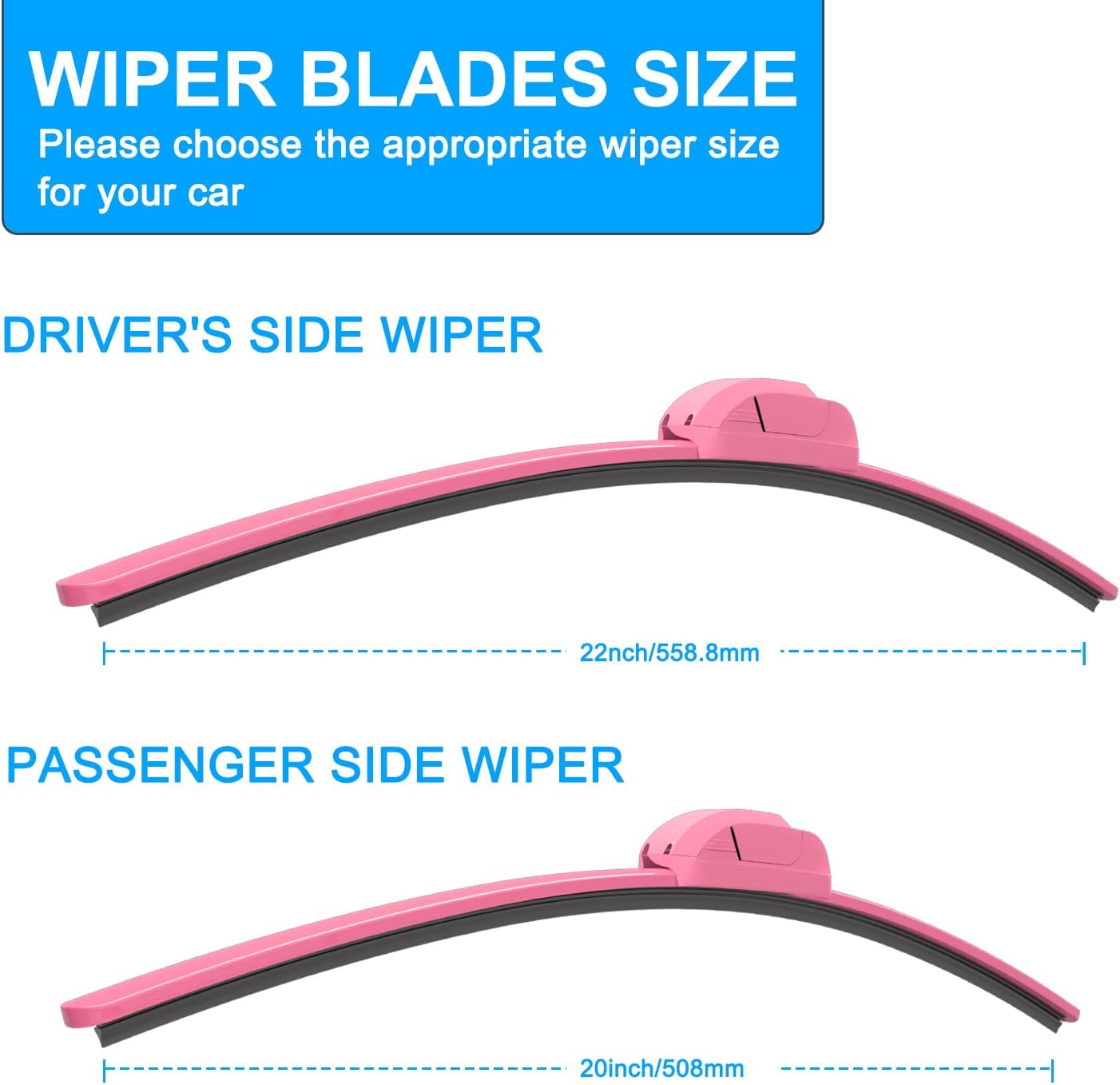 CJPPPZIW® Windshield Wipers Replacement for Toyota Tacoma 2017-2023,Streak-free,OEM Quality Premium All-Season Pastel Pink Wiper Blades-22"+20"(Pack of 2)