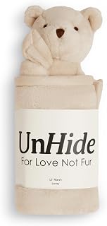 UnHide Lil' Marsh Lovey - Super Soft Baby Blanket with Stuffed Animal - Perfect for Home, Travel and On The Go - 20' x 20', Bear