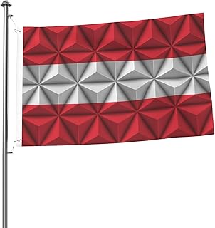 Double Sided Austrian Flag With Polygon Effect Flags for Outside 2x3 Ft Polyester Outdoor Heavy Duty Flag for Home Yard Garden Seasonality Decor Welcome Flags