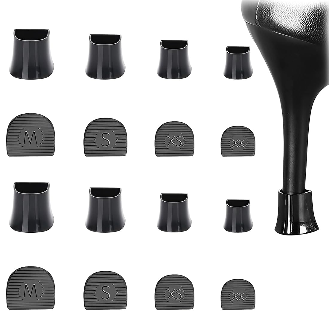 JEYORZY 8 pares protectores de tacón alto, protector de talón, puntas de repuesto para zapatos, antideslizantes, antirruido, para bodas de tacón alto actividades al aire libre fácil de caminar, negro