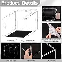 Vista 3 de FINGERINSPIRE Vitrina de acrílico transparente con base negra y 4 anillos de goma de 10 x 10 x 10 pulgadas, caja de acrílico transparente
