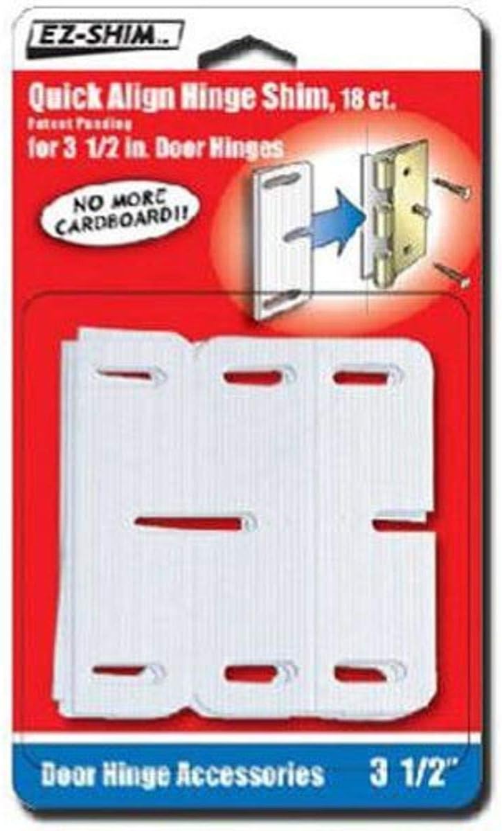 E-Z Shim EZ HS350BP 3.5" Hinge Shim (18 Count), White, (Pack)