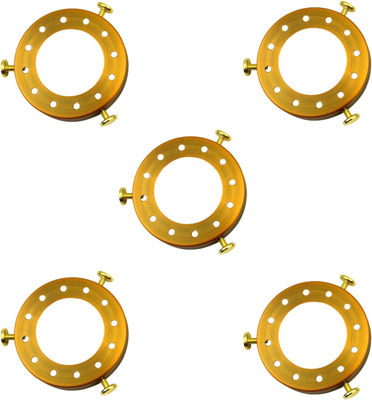 LEDSONE 5 Pcs UNO Type Lamp Shade Holder 50mm Fitter Adapter Ring for Retro Pendant Light Fixtures Screw On Lamp Holder Converter for Ceiling & Wall Lamps Lighting Fitting (Yellow Brass)