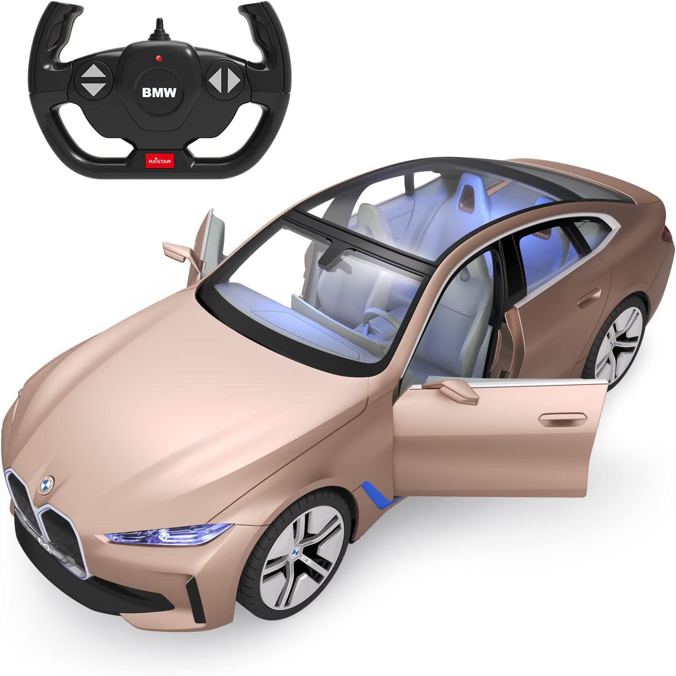 BMW i4 Remote Control Car, 1/14 BMW i4 Concept RC Toy Car Golden Model Diecast for Kids Boys Adults