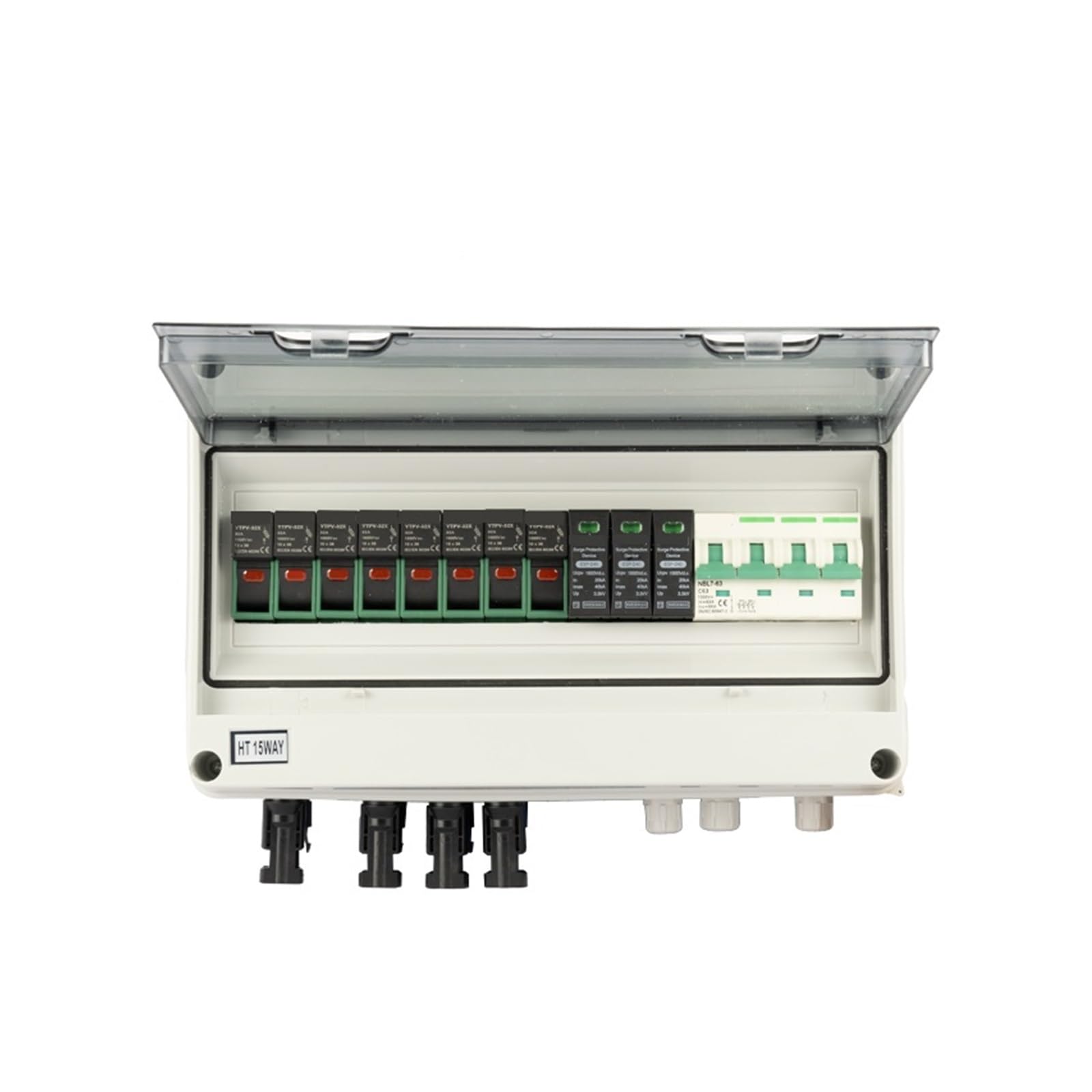 RWRAPS Scatola combinatrice CC fotovoltaica Impermeabile IP65 con Protezione Contro i fulmini da sovratensione Solare 4-in-1-out 1000 V 15 Vie
