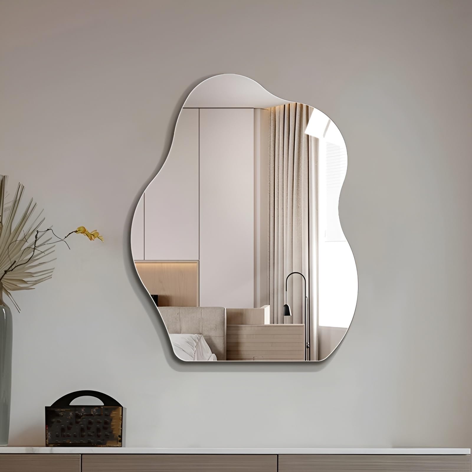 FGXHHS Frameless Hanging Mirror, Irregular Wall Decorative Mirrors Asymmetrical Design For Bathroom Living Room Entryways Hallway Bedroom(60x80cm/23.6x31.5in)