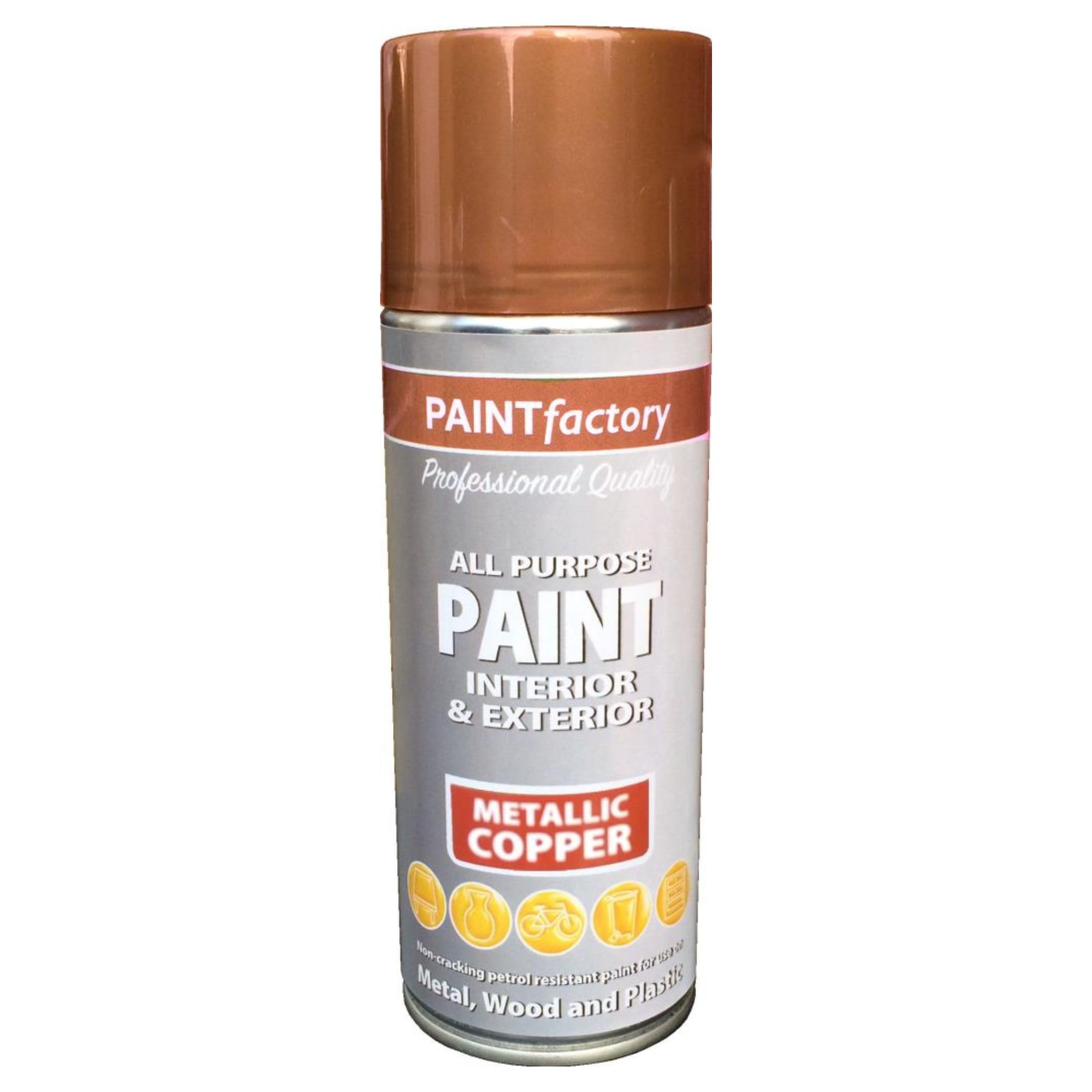 PF Metallic Copper Spray Paint 400ML - High Gloss Shimmering Finish | Excellent Coverage & Adhesion | Paint Factory Speciality Coating Spray Paint | Interior & Exterior Use