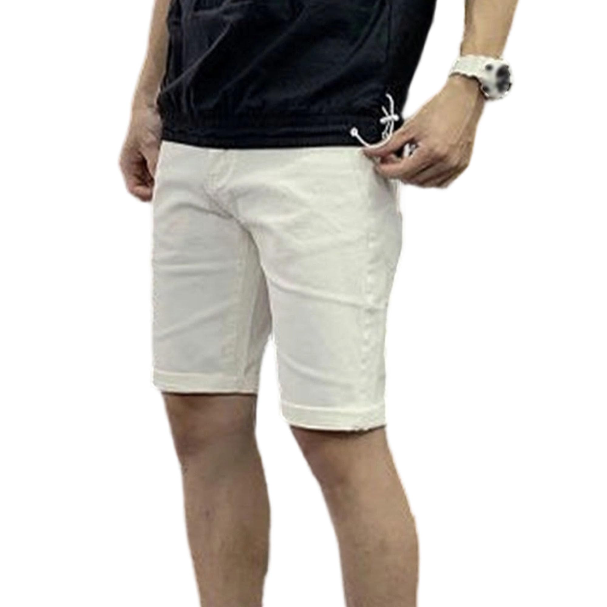 Short droit pour homme avec ourlet resserré, taille mi-haute, style décontracté