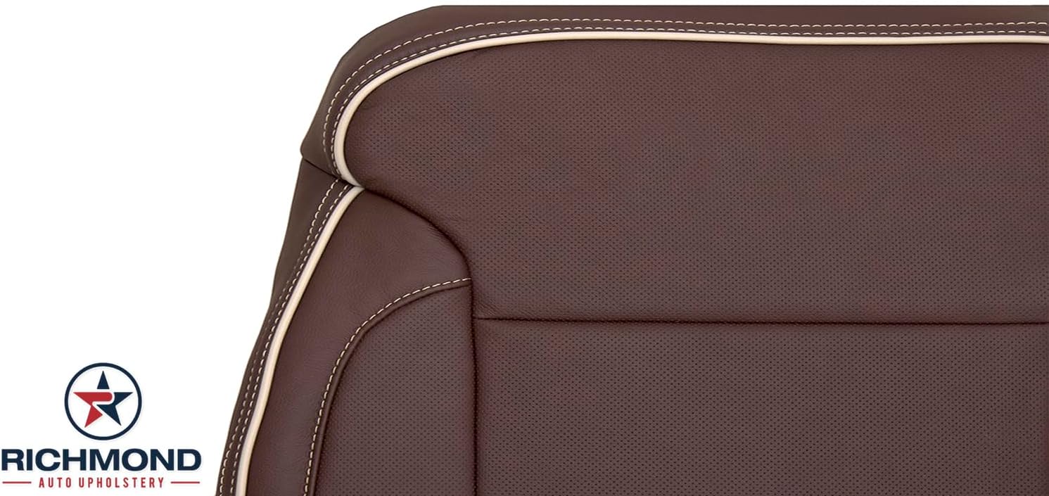 Richmond Auto Upholstery - Driver Side Lean Back Compatible with 2014-2015 Chevy Silverado 1500 2500HD 3500HD High Country, Replacement Perforated Leather Seat Cover, Brown