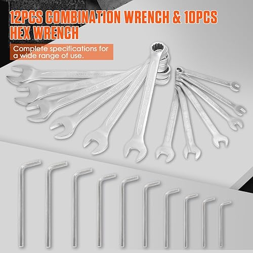 Miniatura 9 de Juego de herramientas mecánicas de 219 piezas, juego de llaves de vaso de 14 pulgadas, 38 pulgadas, 12 pulgadas, juego de herramientas mecánicas de