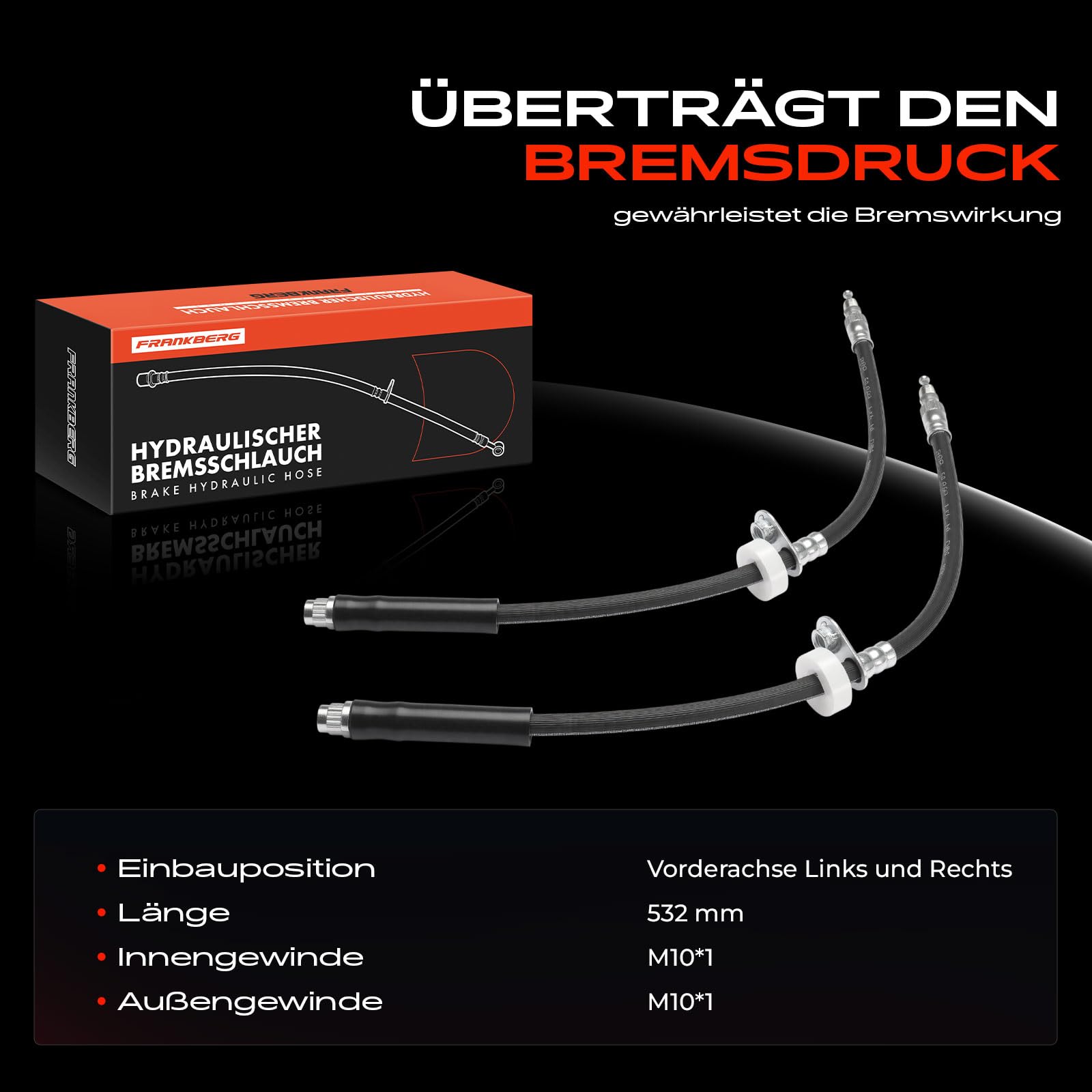 Frankberg 2x Bremsschlauch Bremsschläuche Vorderachse Links und Rechts Kompatibel mit 207 CC WD 208 I CA CC 2008 I CU 207 WA WC C3 III SX Replace# SL5827,4806G1
