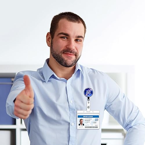 Miniatura 6 de Zonon Carrete retráctil de 9 piezas con clip de cocodrilo giratorio, cita de motivación, lindo clip retráctil para tarjetas de identificación,